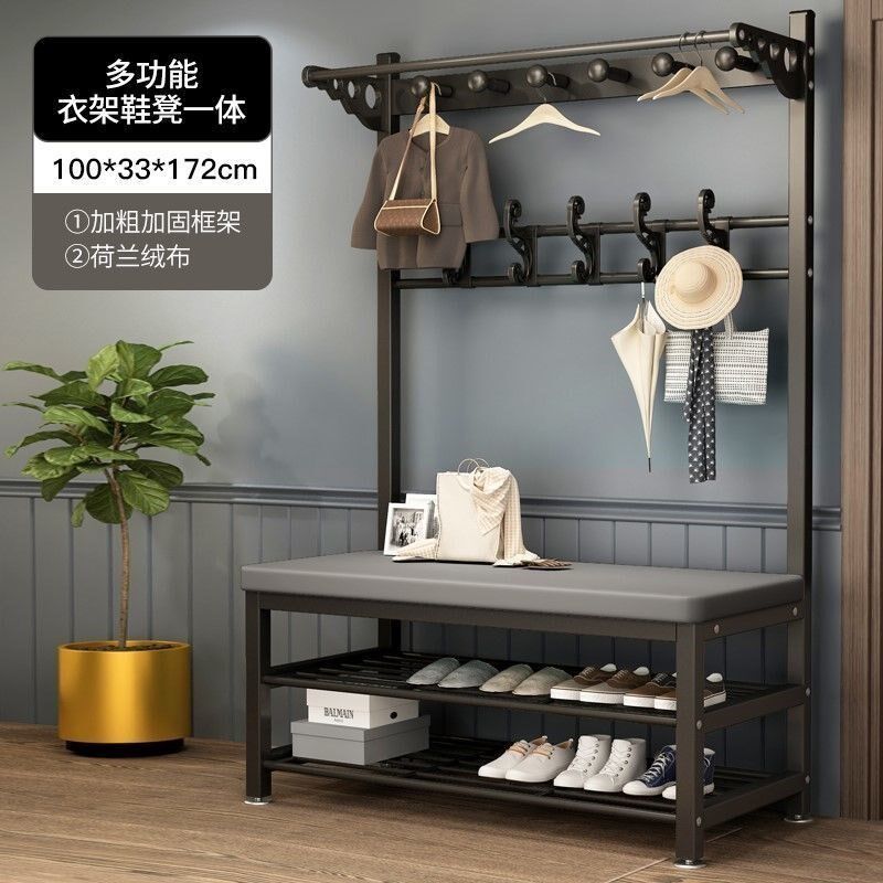 Shoe change stool hanging coat hanger one home entrance door coat rack small entrance can sit shoe cabinet soft bag cushion shoe rack