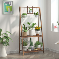 Flower shelf solid wood flowerpots shelf multilayer indoor living-room turquoor potted pendulum multi-meat climbing rattan shelf Balcony Shelf