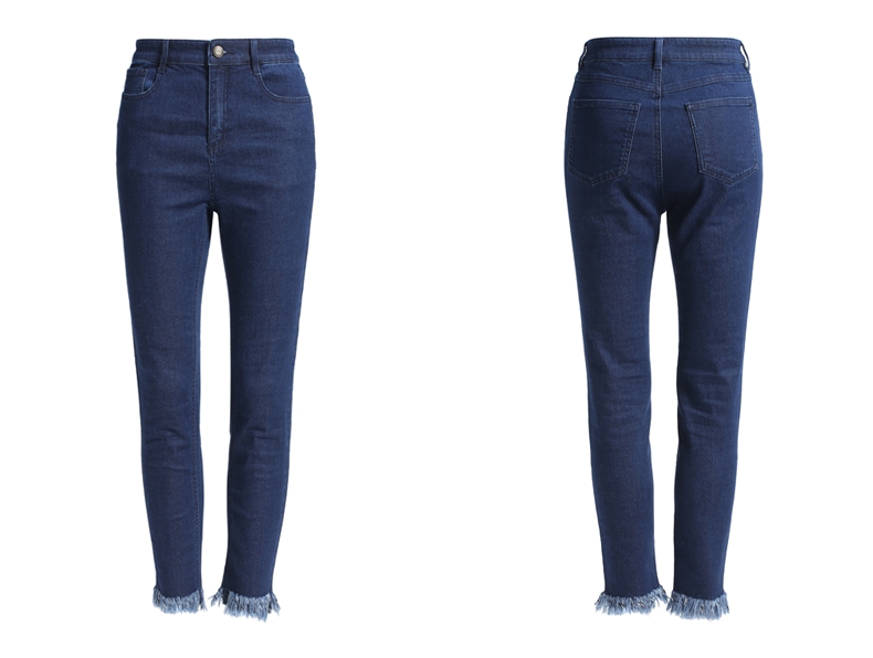 [lễ hội cuối năm 99 nhân dân tệ] ochirly Ou Shili mặc quần denim tua rua 1GZ1068890 quần jean baggy nữ