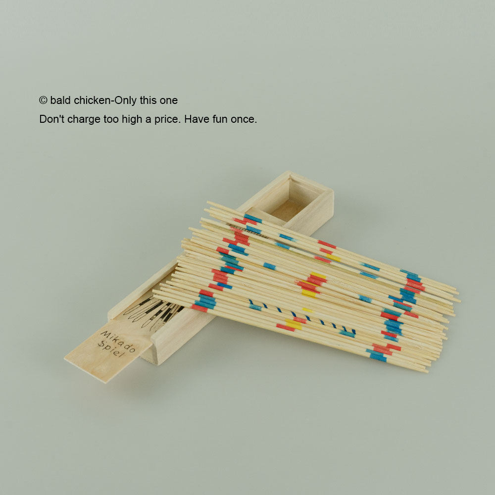 Bald chicken is bored and played with Ta as a kid toy ? Wood pick stick to unpress the nostalgic toy