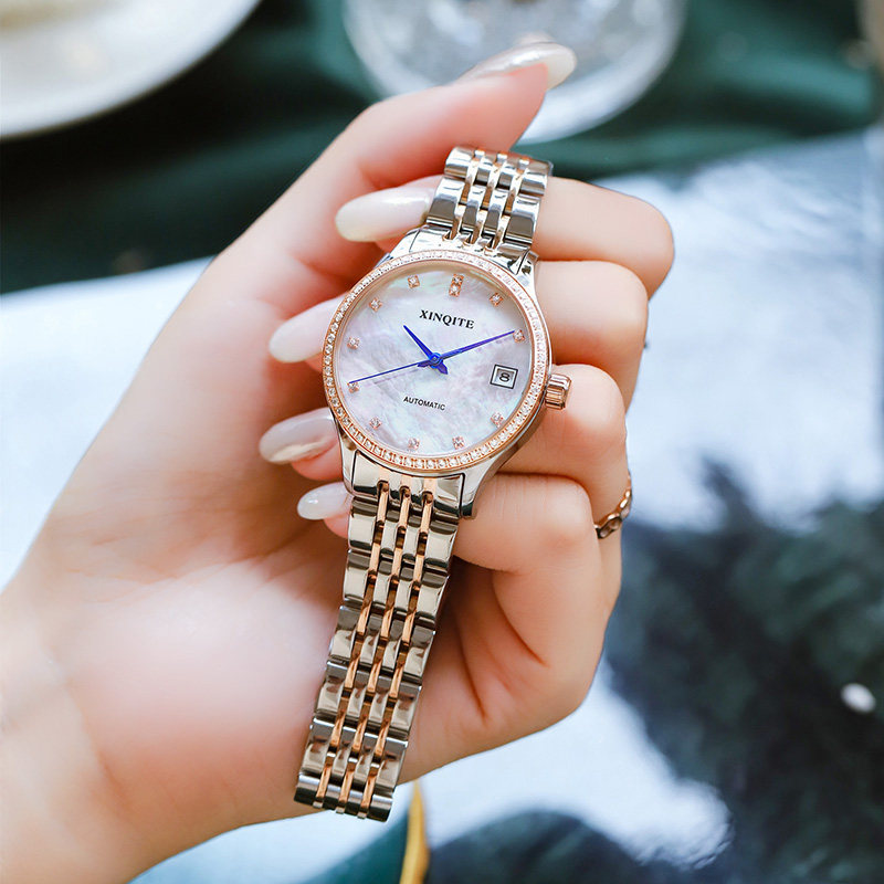 2022 famous brand automatic mechanical watch ladies watch ten diamond-encrusted simple temperament fashion trend lettering