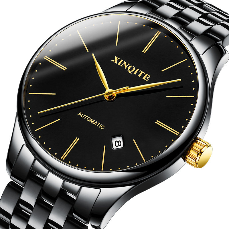 2022 watch men's automatic mechanical watch waterproof fashion business ultra-thin men's watch brand all black top ten