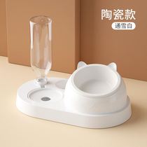 Cat bowls ceramic double bowls stray cats feeding bowls Beaumey Grand Siamese Grain Capacity Folding Ear Teddy Dogs with drinking water