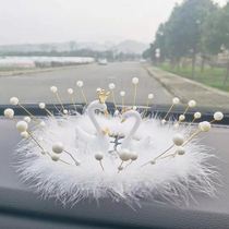 Goddess car swing piece white swan decorated with feather cushion Advanced sensation Girls in car Ornament High-end 2021 new wave