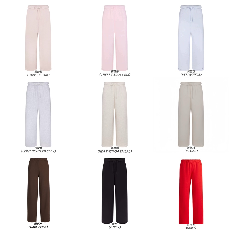 Skims Kardashian 26 Early Spring New Color Thin Fleece Drawstring Elastic Waist Sports Straight-Leg Casual Pants