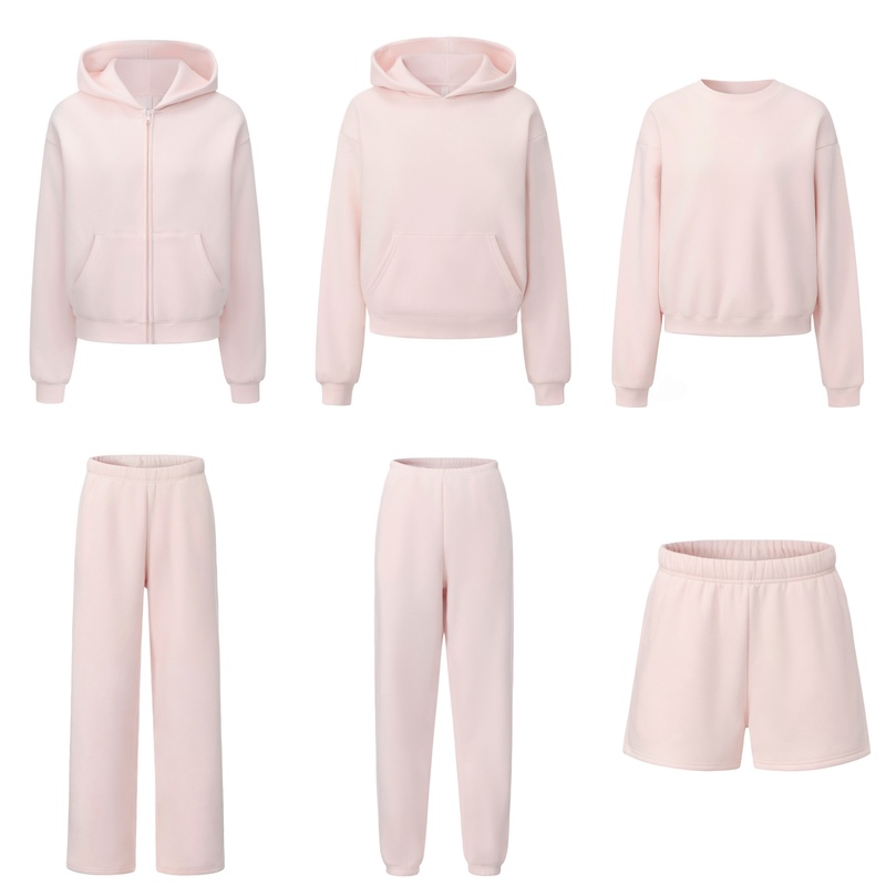 Skims Kardashian 26 Early Spring New Milkshake Pink Thin Velvet Hoodie Zipper Sweatshirt Jacket Casual Pants Set
