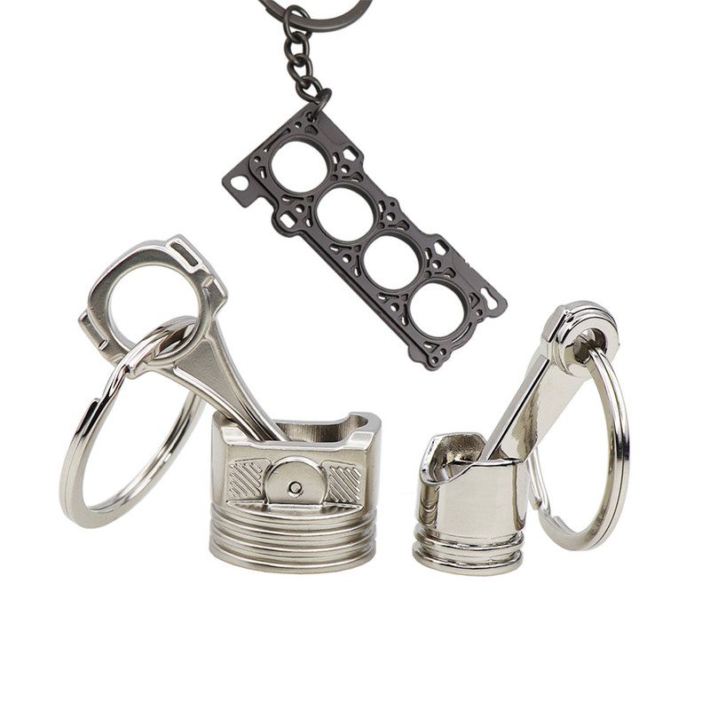 Jdm Car Piston Cylinder Keychain Turbocharged Piston Connecting Rod Key Ring Personalized Car Key Chain