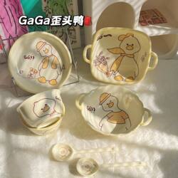 Cute dishes Suit For Home bowls chopsticks bowls dishes dishes dishes dishes For Home for one or two Couple tableware personal use