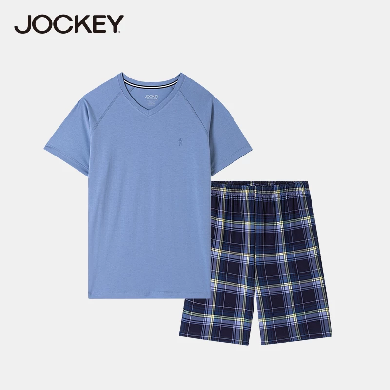 Летняя шуршащая пижама jockey, шорты, футболка, комплект, с коротким рукавом, оверсайз