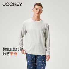 Одежда для сна jockey男士睡衣春秋上衣莫代尔棉长袖t恤青少年可外穿男士家居服