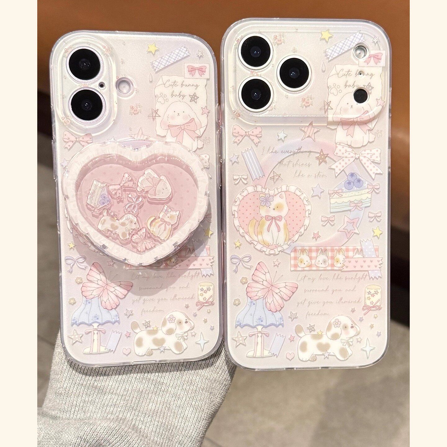 The girl's pink cat-dog magnetic scaffolding for apple 17 promax mobile protection shelliphone 17 pro, new 16 pro double-layer 15, full-blown protection against fall, 14 sets of protections.