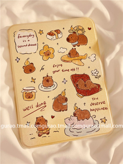 Cartoon Capybara Capibara 360도 회전 ipad10 보호 케이스에 적합 2022 새로운 ipad5/6 펜 슬롯 mini6 낙하 방지 air3/4 여성용 10.9 Apple 태블릿 보호 케이스