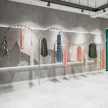 Clothing store display stand Stainless steel brushed floor-to-ceiling clothing shelf combination wall hanging wall hanging side hanging shelf