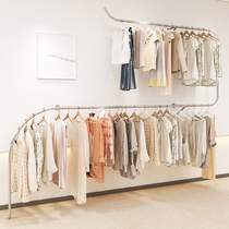 Clothing store display rack Stainless steel double wall hangers Childrens clothing childrens clothing store creative floor-to-ceiling shelves