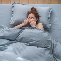 ins princess wind less girl heart bed linen 4 pieces nets red flowers edge washed cotton quilts covered with bunk bed products three sets 4