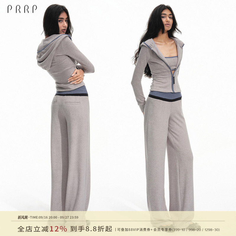 Prrp Slim-Fit Color-Blocked Hooded Sweatshirt Cardigan Two-Piece Set + Color-Blocked Waistband Casual Pants Three-Piece Set Prrp Slim-Fit Color-Blocked Hooded Sweatshirt Cardigan Two-Piece Set + Color-Blocked Waistband Casual Pants Three-Piece Set