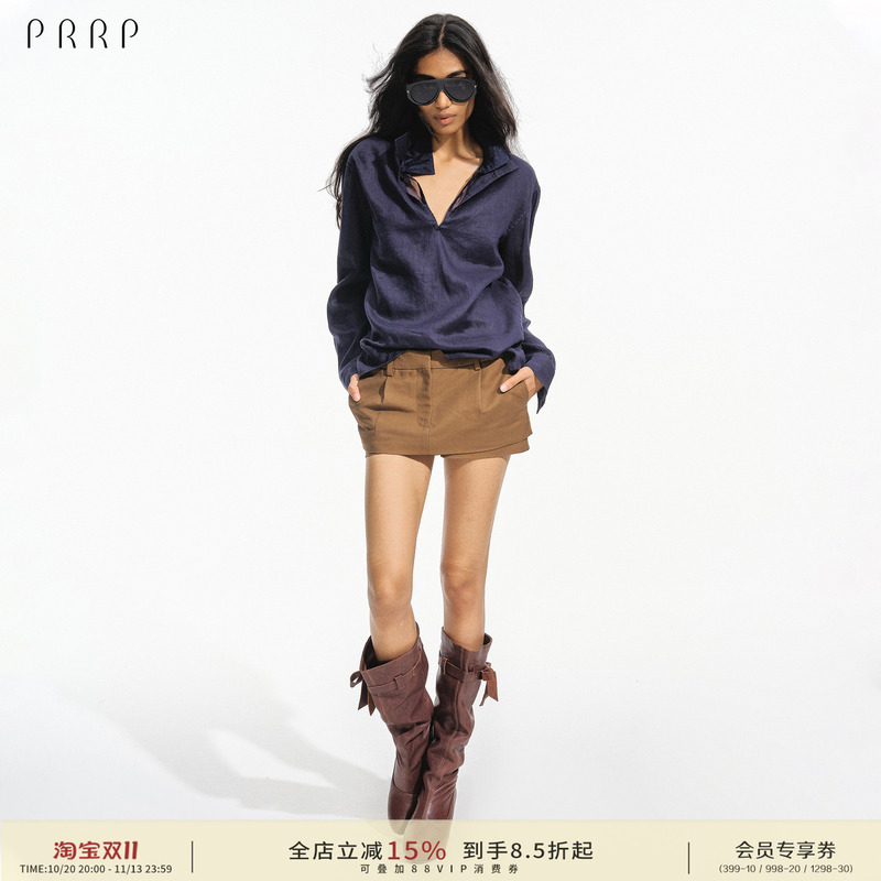 Prrp Original Low-Waist Pleated Faux Two-Piece Skirt Pants, Simple Three-Dimensional Cut, Slim Straight Shorts Prrp Original Low-Waist Pleated Faux Two-Piece Skirt Pants, Simple Three-Dimensional Cut, Slim Straight Shorts
