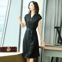 Chronicle Chic dress dress 2021 Summer new French style gentle temperament V lead true silk short sleeve cashew with slim woman