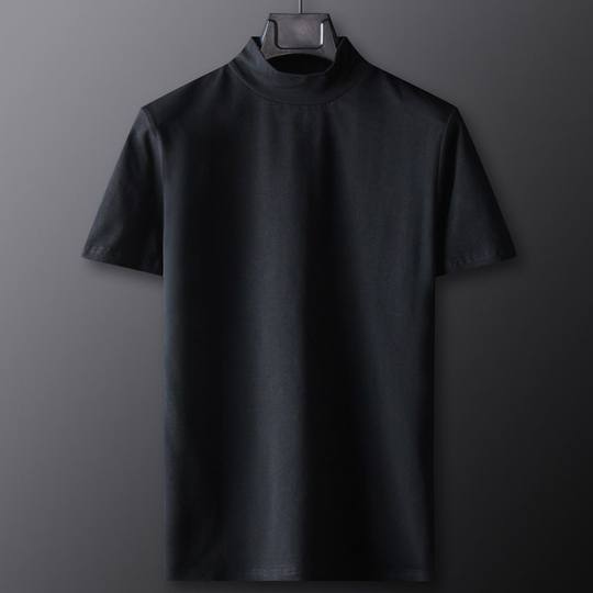 Turtleneck short-sleeved cotton t-shirt slim fit men's casual shirt