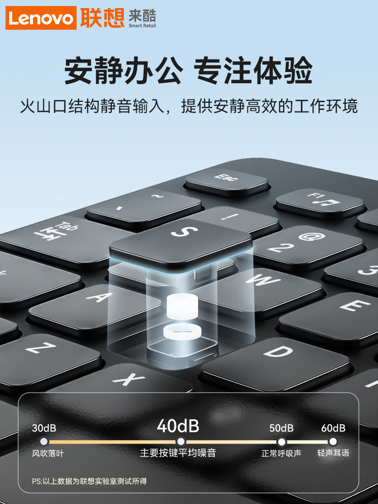 Lenovo Laiku Wired Keyboard and Mouse Set for Desktop and Laptop Computers, External Office Use, Silent Typing