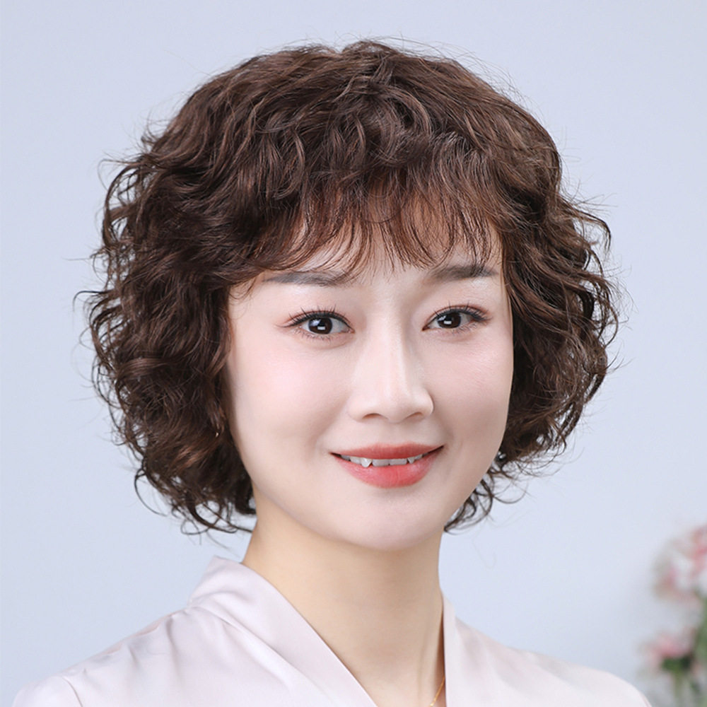 一抹自然的温柔，中老年短卷发假发套，让自信从头开始_假发发网_淘宝美妆网