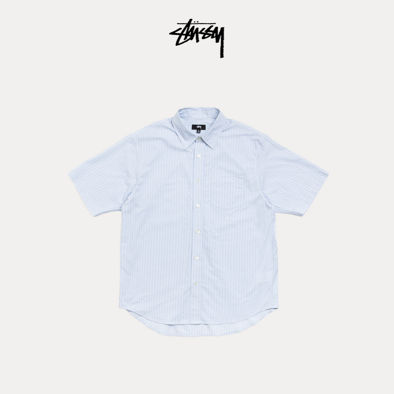 Stussy Trendy Curly S Casual Striped Short-Sleeved Shirt 26 New Summer Style for Men and Women Stussy Trendy Curly S Casual Striped Short-Sleeved Shirt 26 New Summer Style for Men and Women