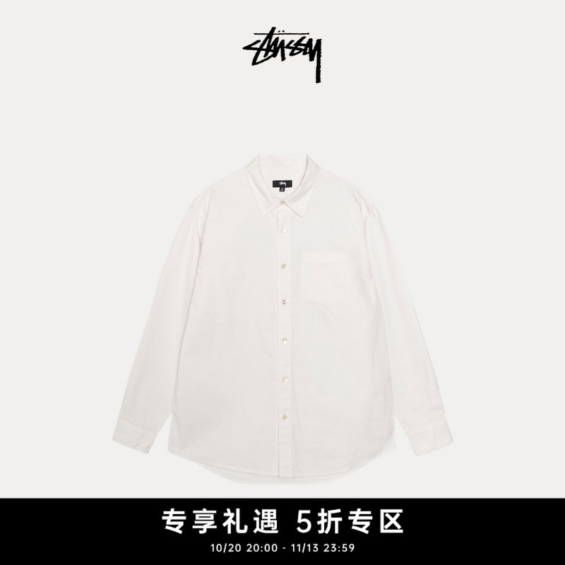 Stussy Trendy Striped Casual Loose Long-Sleeved Shirt, Winter Style for Both Men and Women