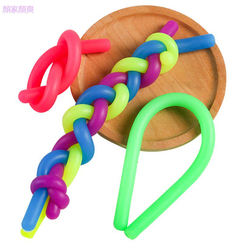 Cross-border hot-selling soft rubber tpr noodle elastic rope toy decompression artifact vent pull rope pull noodle rope explosion style