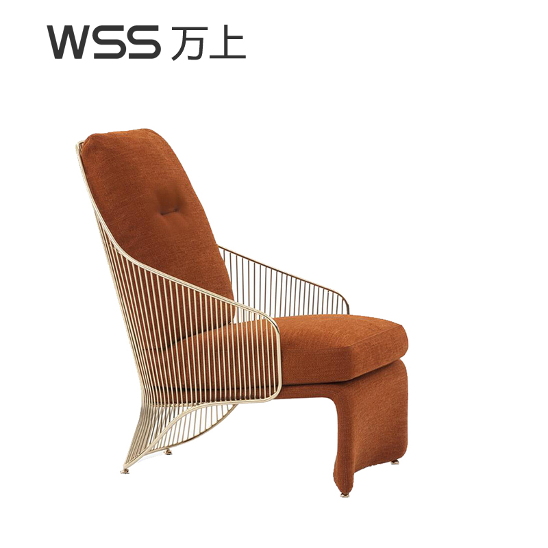 WSS lounge chair single Nordic chair creative imperial concubine leisure home balcony leather stainless steel chair designer chair lazy