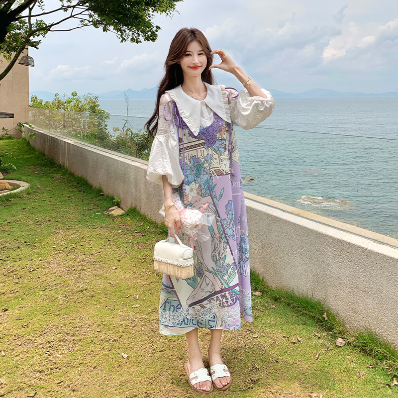 Pastoral Style Dress Set for Women, Summer 2026 New French Doll Collar Shirt with Lace Camisole Skirt Two-Piece Set Pastoral Style Dress Set for Women, Summer 2026 New French Doll Collar Shirt with Lace Camisole Skirt Two-Piece Set