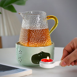 Japanese -style candle warm tea furnace heat -resistant glass fair glass heating base Household hotel soaked flower tea insulation tea furnace