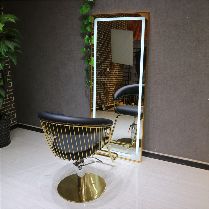 The new hairdressing shop mirror table hair cutting mirror table hair salon special mirror hair salon mirror table single-sided LED lamp hanging mirror
