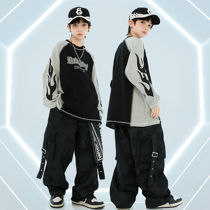 子供ストリートダンストレンド服男の子パフォーマンス服ヒップホップヒップホップ秋冬流行ブランドジャズダンスパフォーマンス服クールスーツ