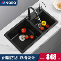 Quartz stone sink double tank kitchen wash basin black granite basin sink sink sink sink sink sink sink sink