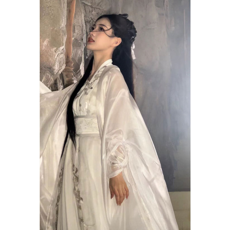 Jinghuan Jueyue Feishuang Original Song Dynasty-Style Hanfu for Women, Martial Arts Style, Ancient Costume, Super Fairy-Like Large-Sleeved Shirt, Waist-Length Skirt, Complete Set