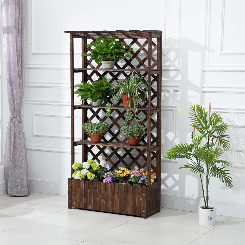 Anti-corrosion wood flower rack rack balcony flower shelf living room flower pot rack indoor corner multi-layer floor-to-ceiling succulent rack