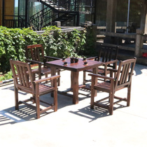 Garden Balcony Balcony Table and Chair Bench Combined Solid Wood Carbonized Anti-Corrosion Wood