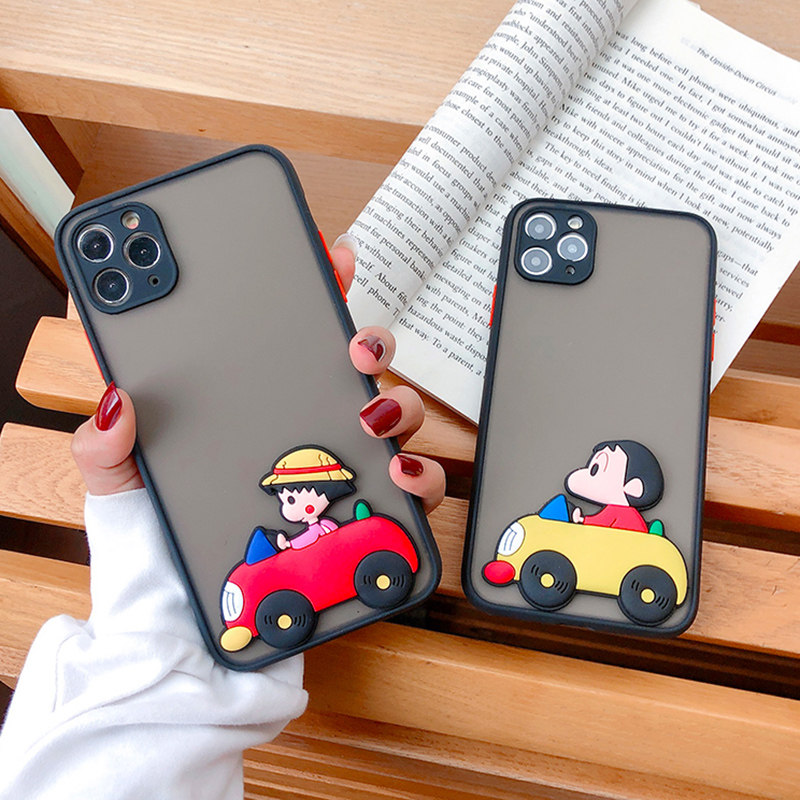 Frosted Apple 11pro mobile phone protective case x xsmax xr cute cartoon all-inclusive camera anti-fall transparent silicone suitable for iPhone8plus protective case 7p s