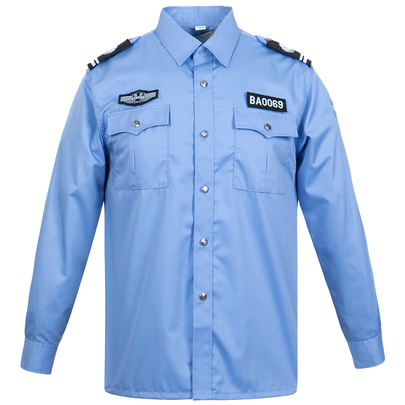 New security long-sleeved cotton shirts, property uniforms, spring and autumn suits, men's and women's summer length guard duty clothes