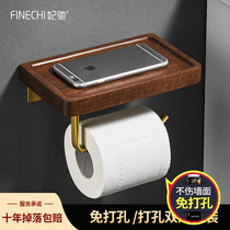 Toilet paper towel rack Black walnut toilet roll paper rack punch-free creative bathroom solid wood toilet paper shelf