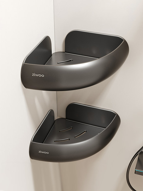 Finechi Vintage-Style Bathroom Shelf, No-Drill Installation, Toilet Washbasin Triangular Shower Shelf Z1 Series