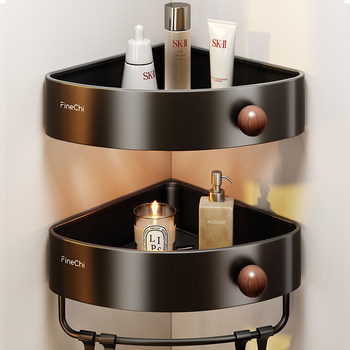 Finechi Vintage-Style Bathroom Storage Rack Triangle Basket No-Drill Bathroom Toilet Storage Shelf Wall-Mounted