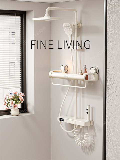Finechi Suction Cup Shower Rack Bathroom Shower Room No-Drill Storage for Shower Gel and Shampoo