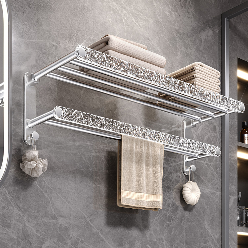 Silver wool towel rack bathroom bath towel rack free of punch acrylic toilet containing rack toilet towel rod rack-Taobao