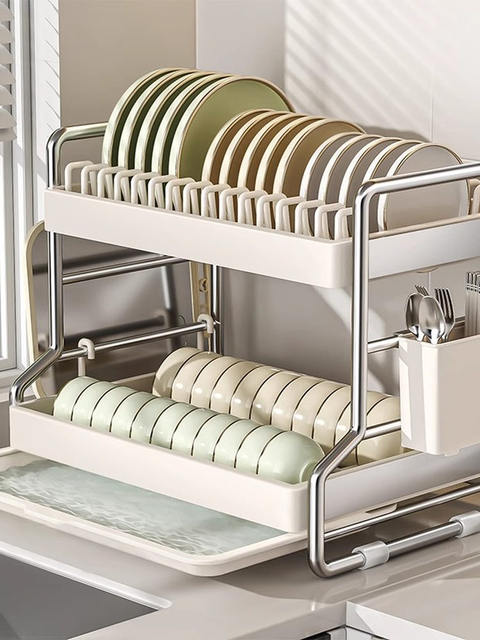 Kitchen Dish Rack, Storage Rack, Draining Rack, Multifunctional Countertop Organizer, Cutting Board, Chopstick Holder, Plate Rack