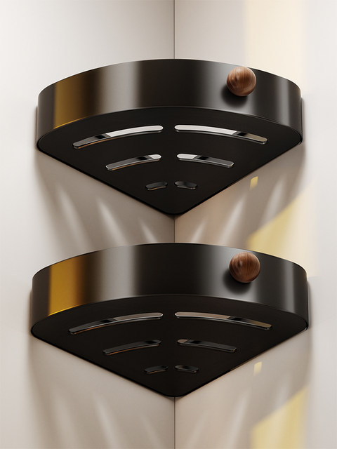 Finechi Vintage-Style Bathroom Shelf, No-Drill Corner Triangular Basket for Toilet, Washroom, Shower Room