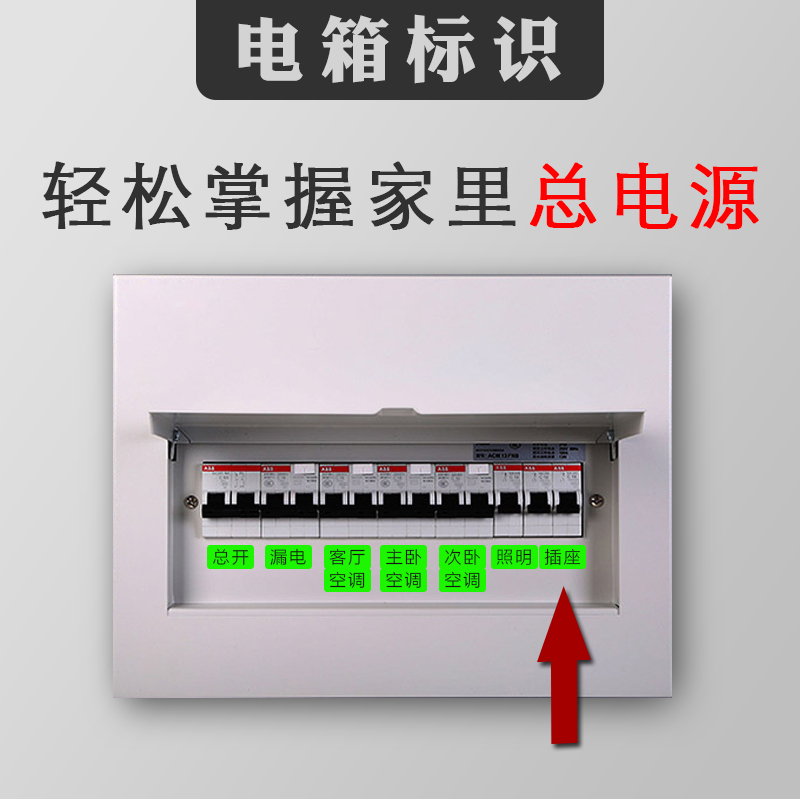 Distribution box switch identification sticker meter box switch sticker luminous decorative wall sticker main gate air switch light label