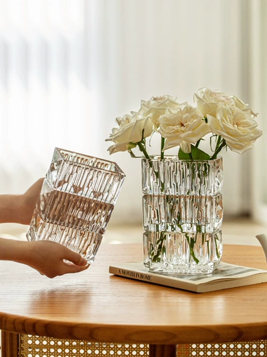 Ваза украшения гостиная цветочные композиции в стиле Стиль Легкие роскошные высококачественные прозрачные стеклянные интернет-интернет-знаменитость с водяными цветами роза лилия большая