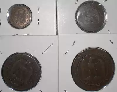 Ren Zhengtang# French Napoleon III wears a crown coin 9 sets of four bronzes and five Silver