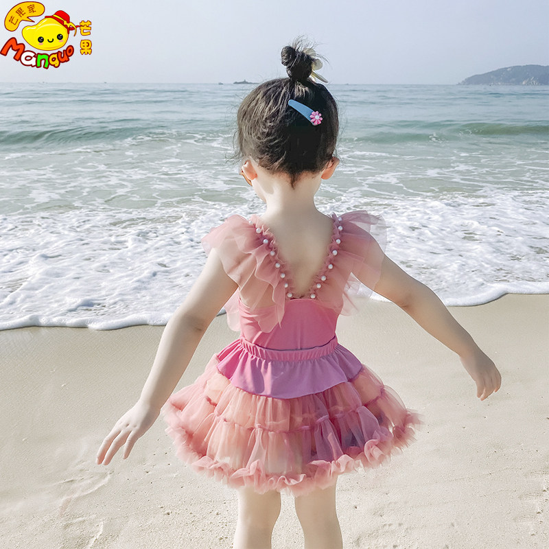Children Swimsuit Girl Cute Baby Conjoined Swimsuit 2023 New Middle Child Baby Swimsuit Princess Korea-Taobao